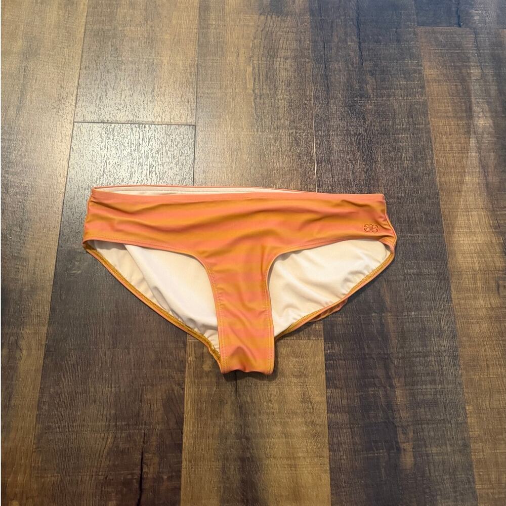 Albion Fit Bikini Bottom Orange Pink Stripe Swimwear Size L